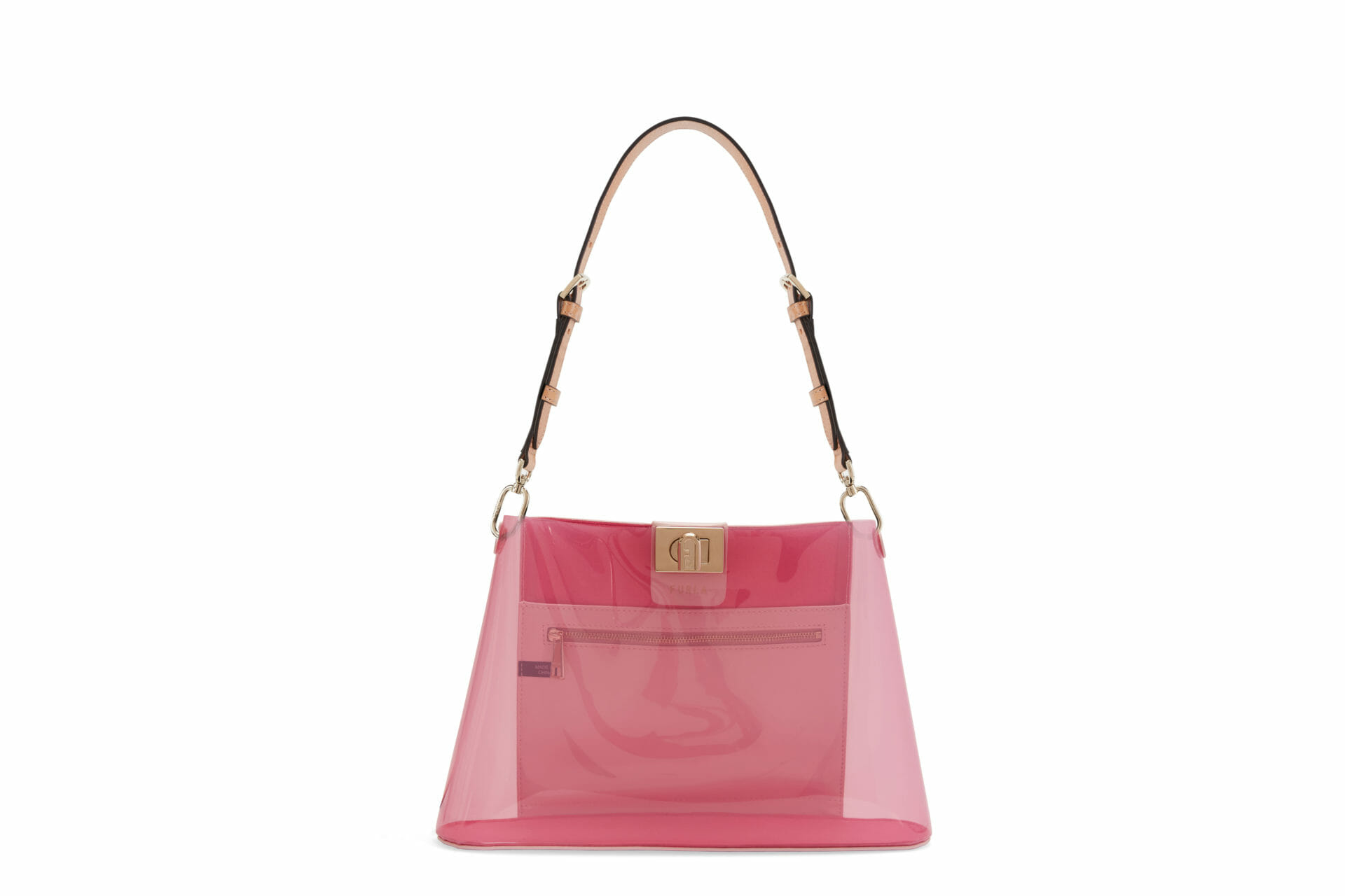 furla fleur m shoulder bag tpu+vitello spazzolato+vacchetta quarzo 1