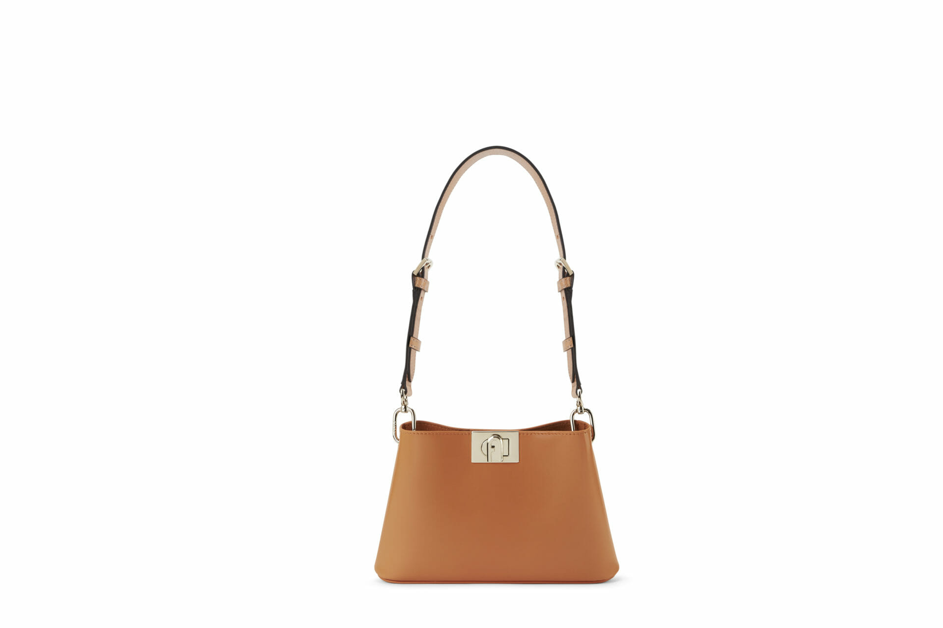 furla fleur s shoulder bag vitello spazzolato+vacchetta marmalade