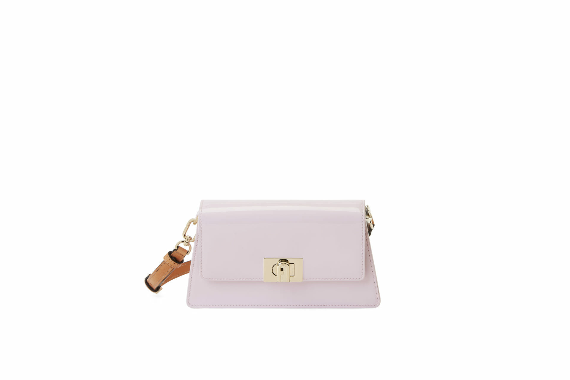 furla zoe mini shoulder bag vernice+vacchetta quarzo