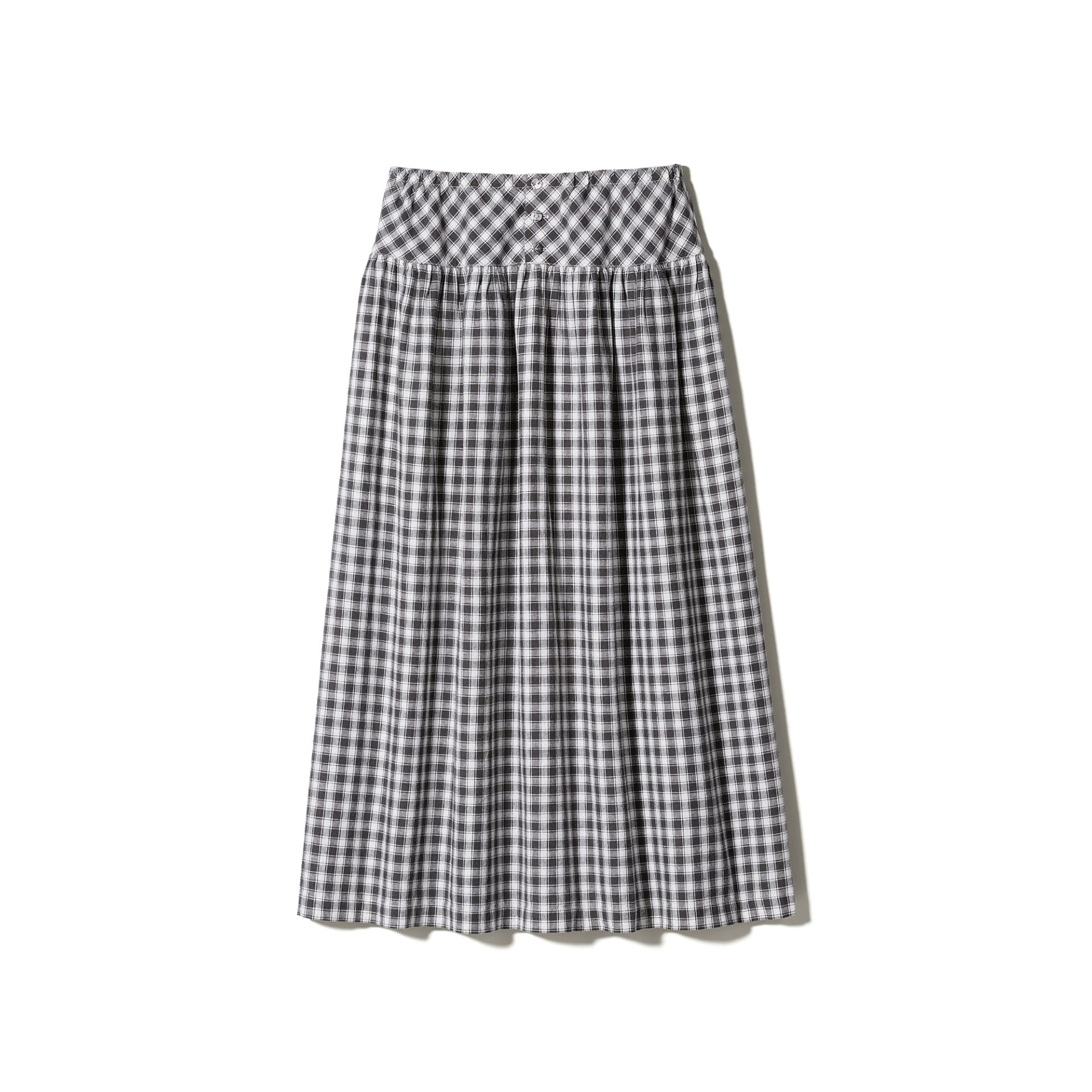 linen cotton gather skirt 08 dark gray