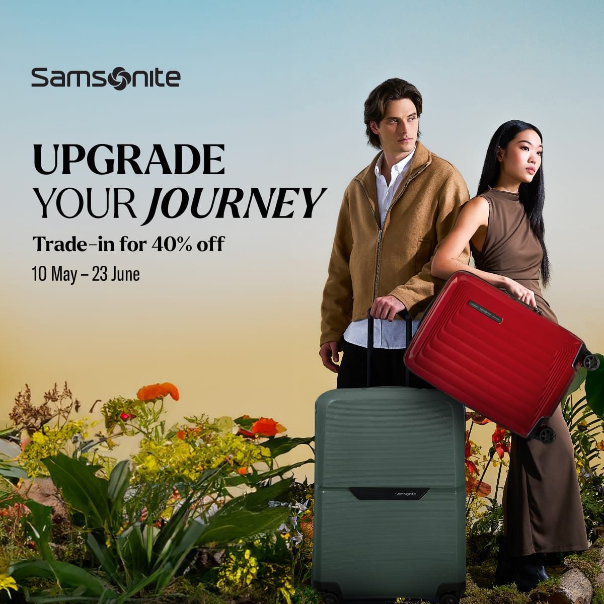 samsonite luggage trade in key visual