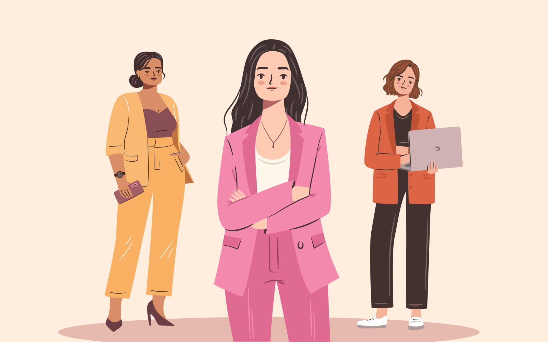 confident business woman set young empowered women in stylish suits flat character illustration vector