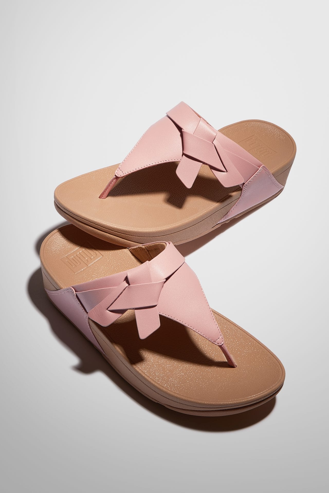 lulu folded knot leather toe post sandals soft blush ia2 b48 stylised 3