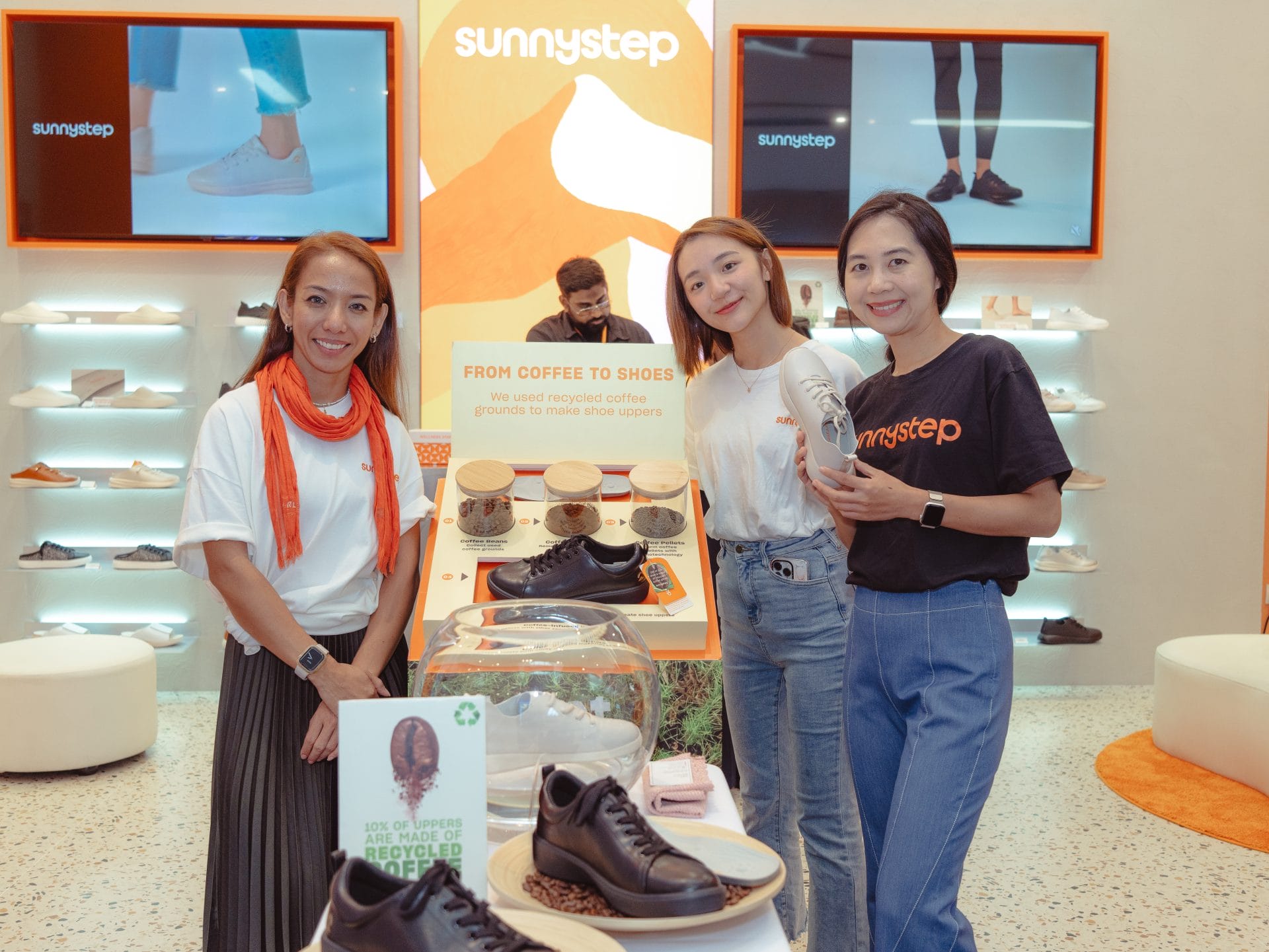 sunnystep team (left to right) yani amiza, operations manager of sunnystep; claire yu, senior marketing executive of sunnystep; mao ting, founder of sunnystep