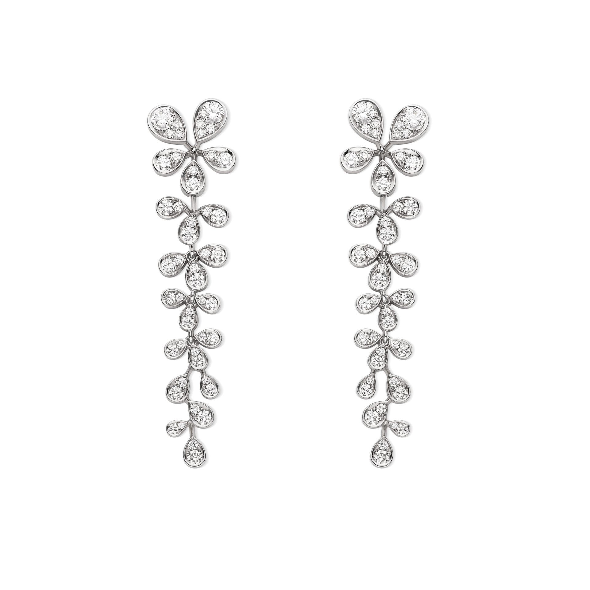 joséphine aigrette impériale earrings in white gold, transformable into studs, paved with brilliant cut diamonds