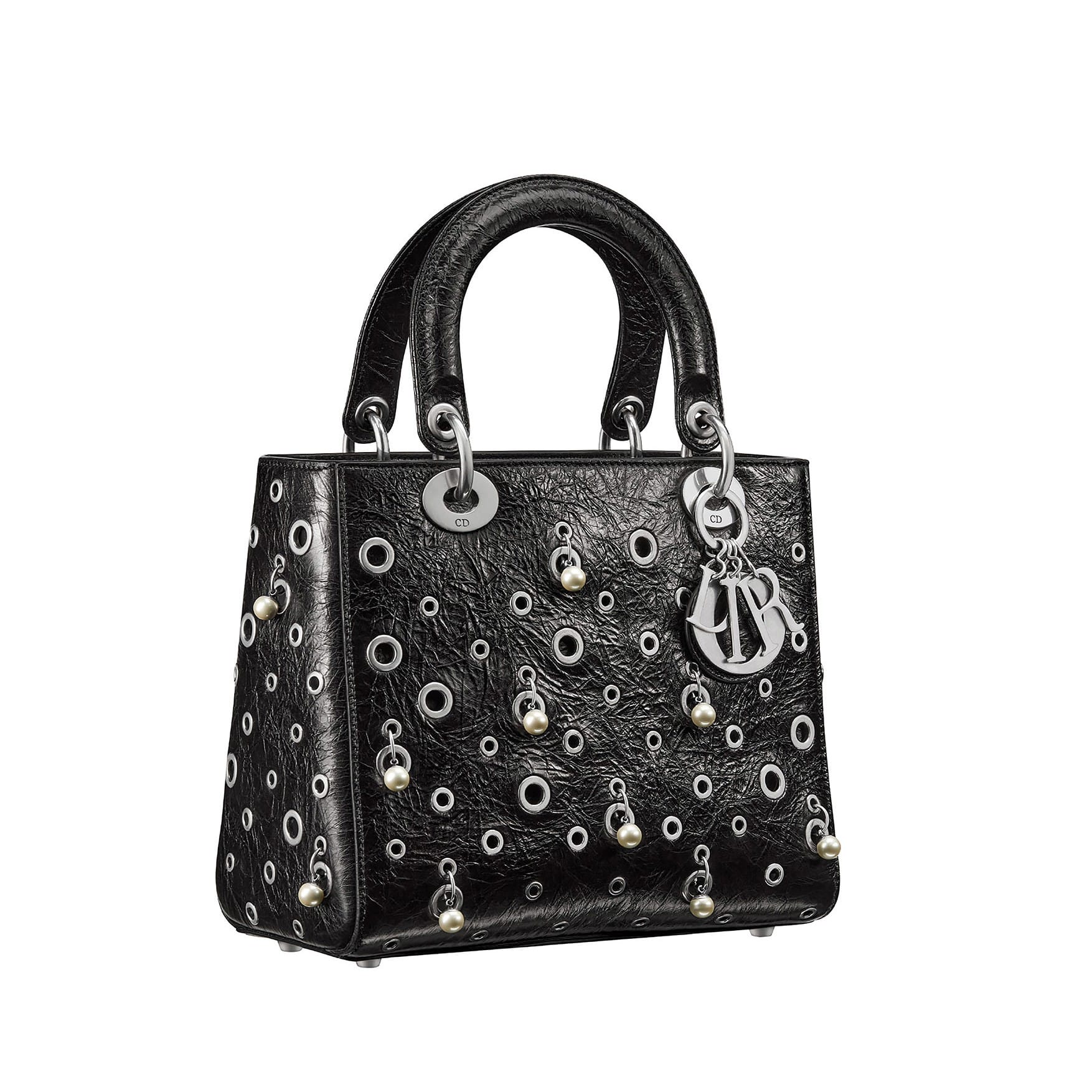 medium lady dior bag with eyelets and pearls m05659sjwm900