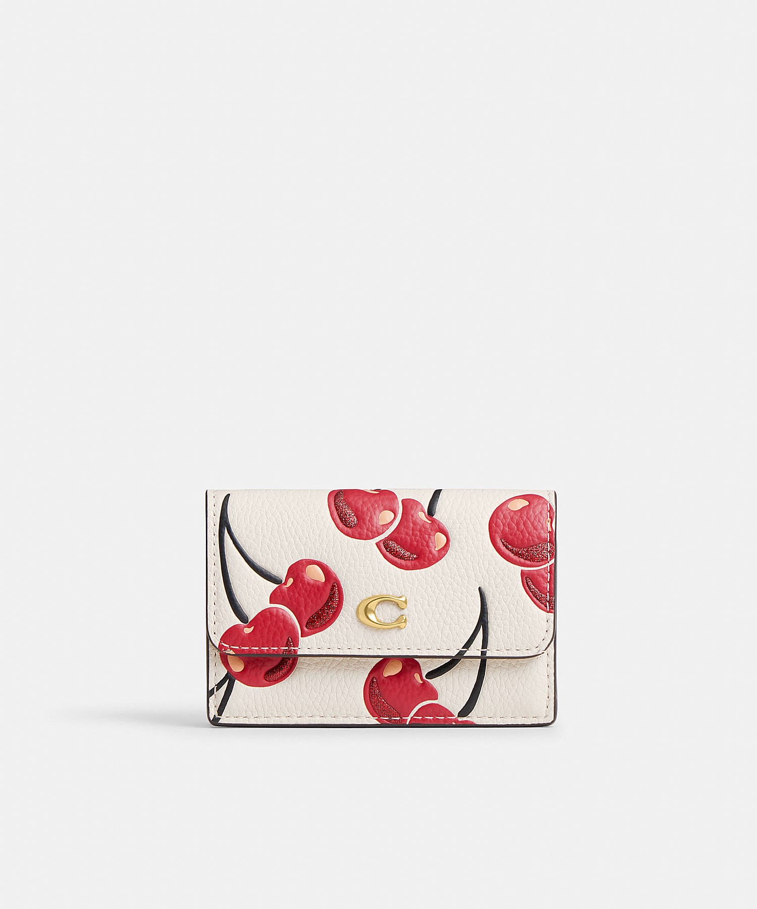 cherry printed leather essential mini trifold