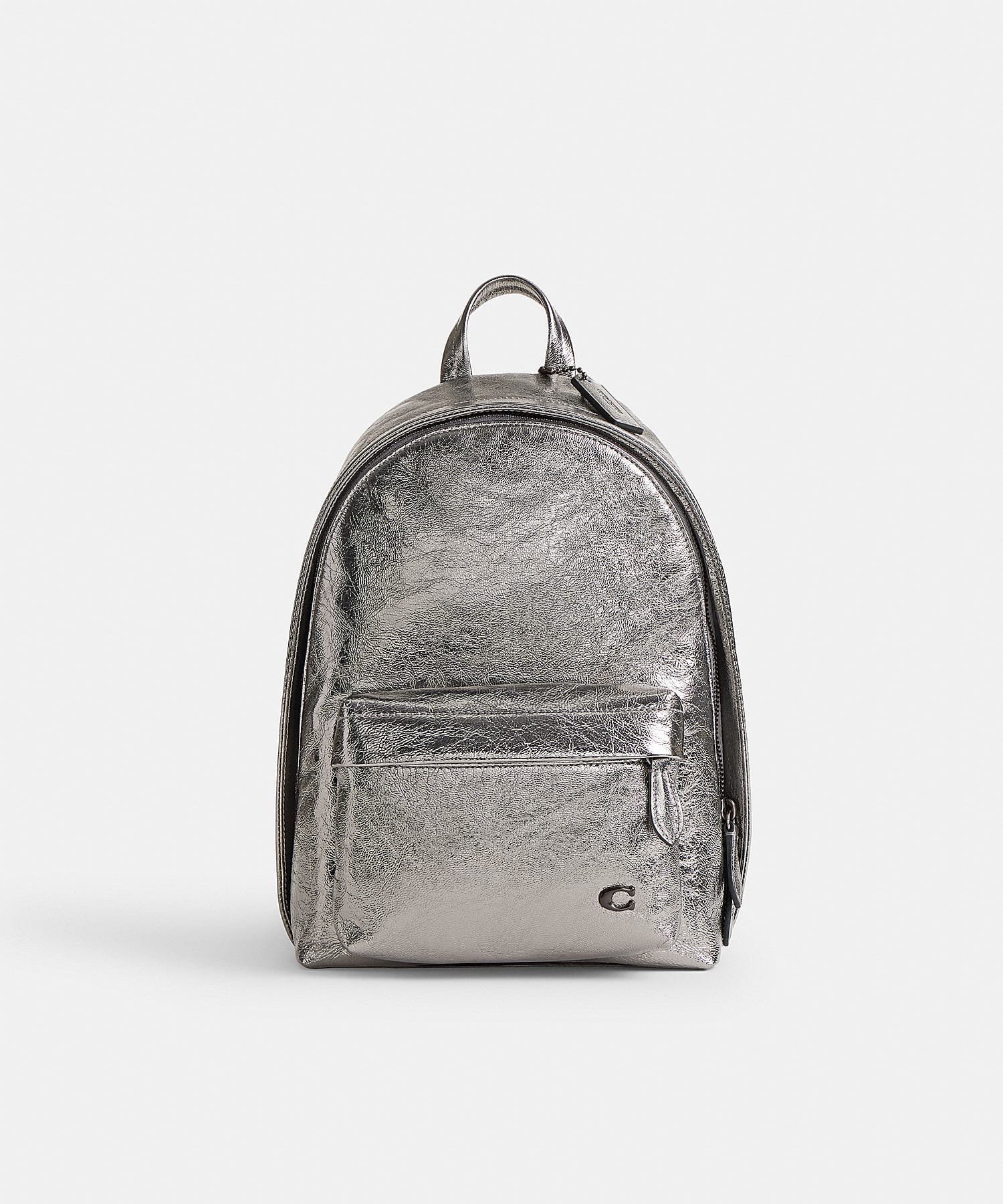 hall backpack 22 in metallic crinkle leather