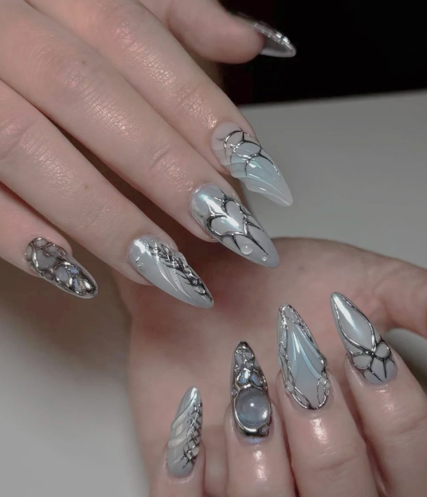 nail share｜机械赛博朋克美甲🖤🤍 4 iooo nail 来自小红书网页版