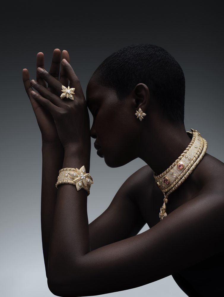 aura necklace, bracelet, ring and earrings louis vuitton virtuosity collection louis vuitton high jewelry ©solve sundsbo