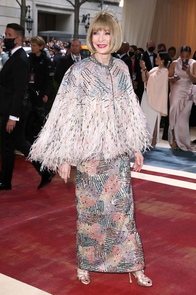 met gala icon anna wintour glitters in feathery flock tiara on the 2022 red carpet met gala 2022 05.jpg