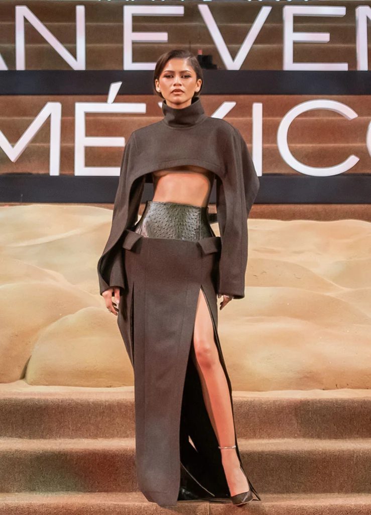 zendaya wore bottega veneta to the dune part two mexico fan event