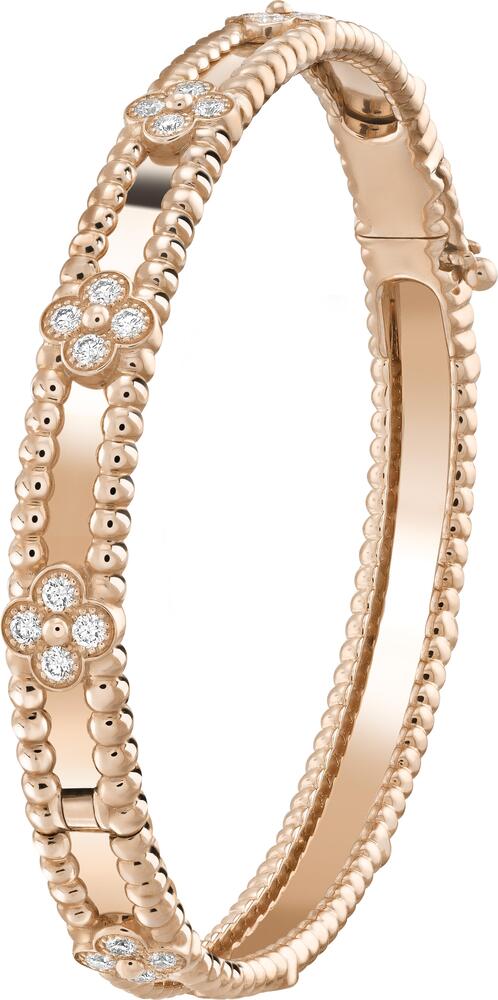 vcarp6x000 perlee sweet clovers bracelet, rose gold, diamonds, extra small model 2138507