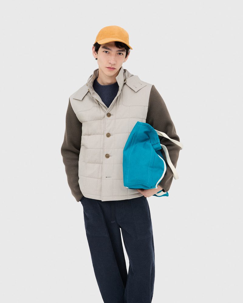 combination quilted jacket beige uniqlo and jw anderson 2025 fall winter collection (1)