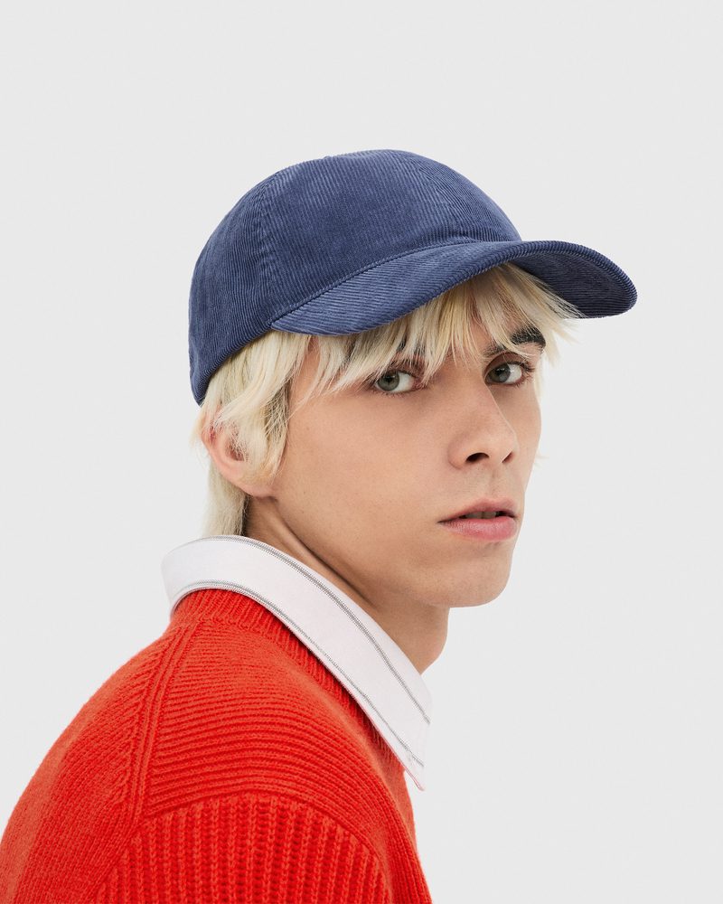 corduroy cap blue uniqlo and jw anderson 2025 fall winter collection
