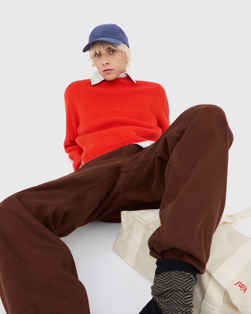 straight jeans dark orange uniqlo and jw anderson 2025 fall winter collection (1)