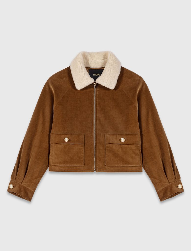cropped corduroy jacket maje mfpbl00805 0067 f p rm2,390