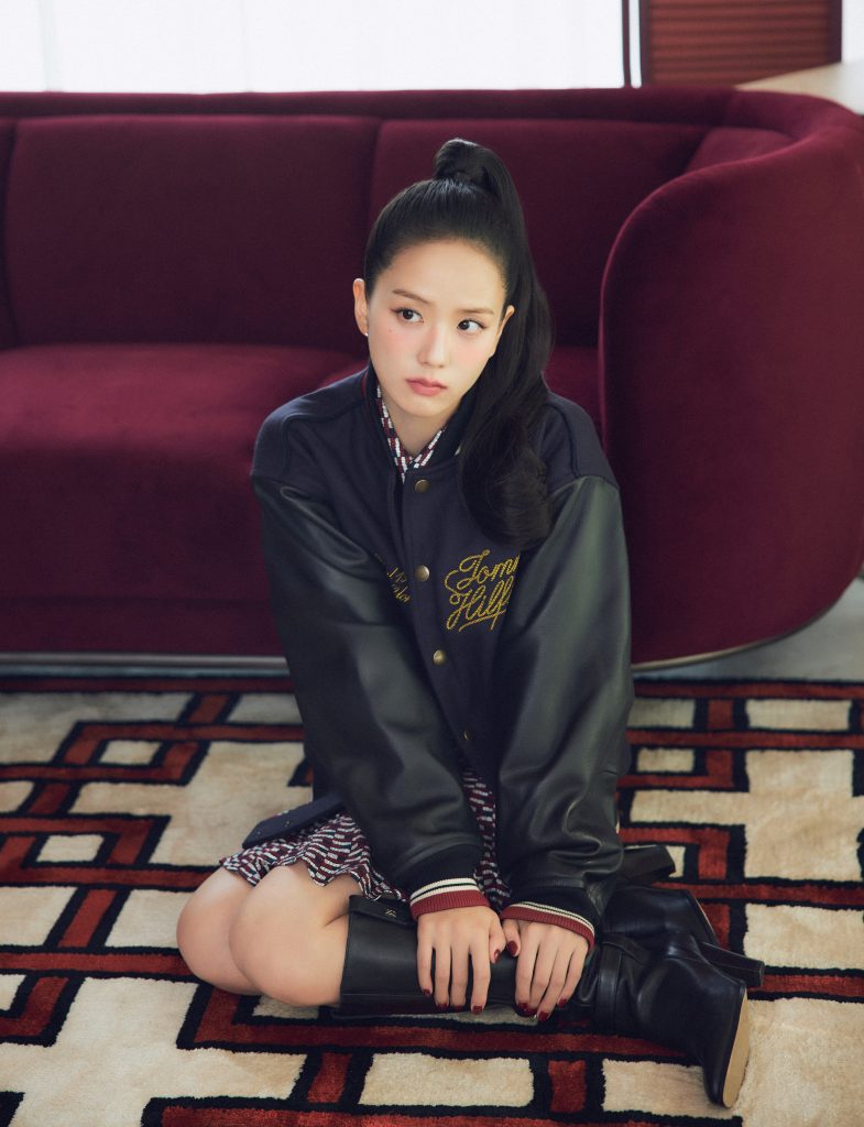 wi25 ny jisoo leather varsity jacket floor rgb