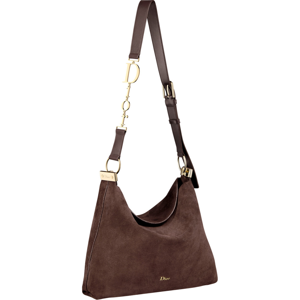 diorly bag in brown suede