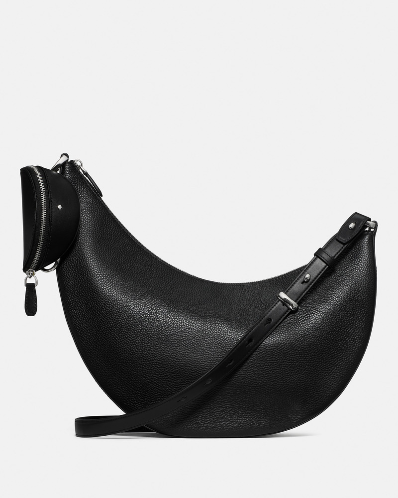 duo pebbled leather large crossbody bag in black