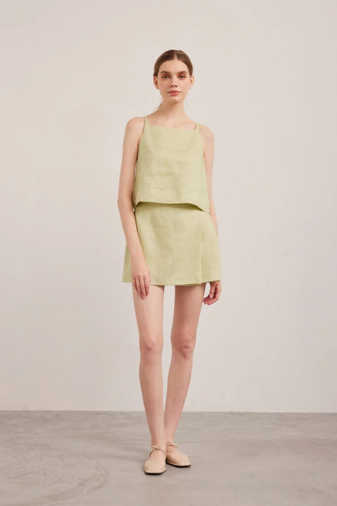 linen wide neck top