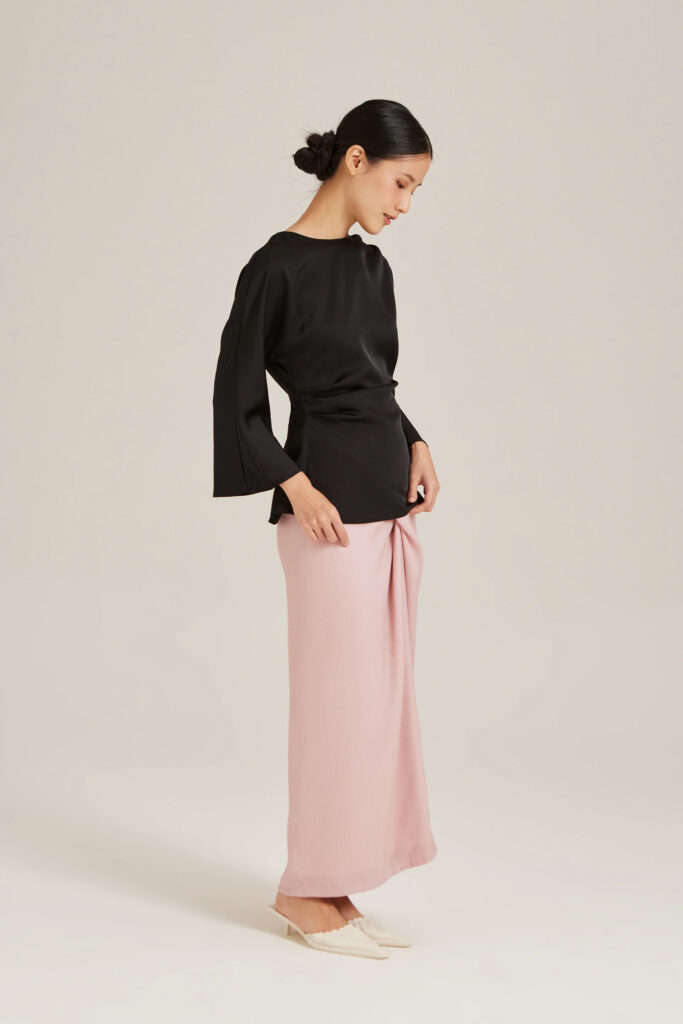 satin drape long sleeve top