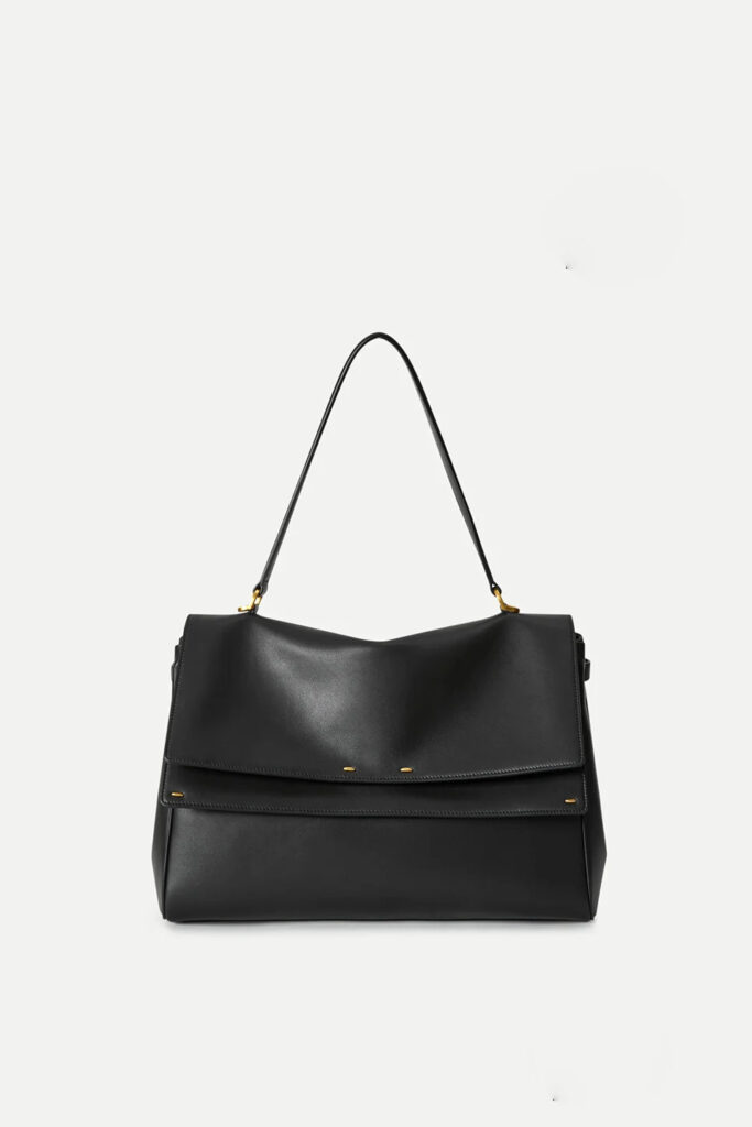rialto double flap handbag in calfskin leather black detail 1 1787197391