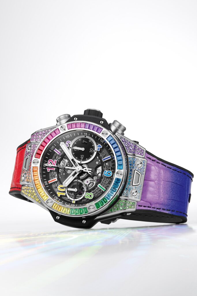 big bang unico titanium rainbow 42 mm lifestyle shot vertical